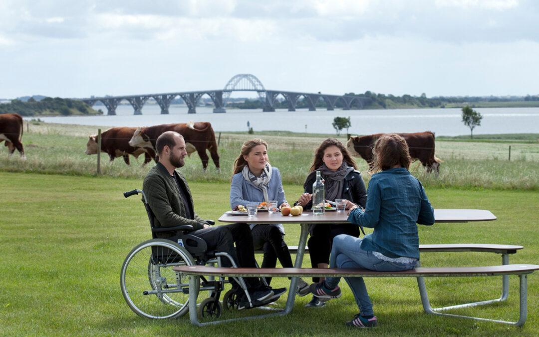 Rolstoelvriendelijke picknicktafels voor buitenruimtes