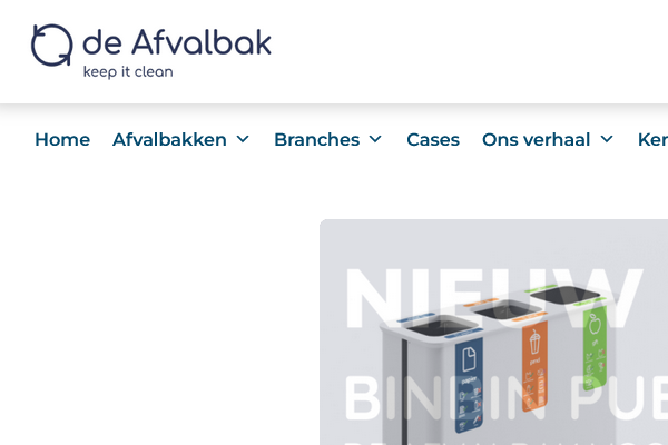 Design afvalbakken voor zakelijk scheiden van afval