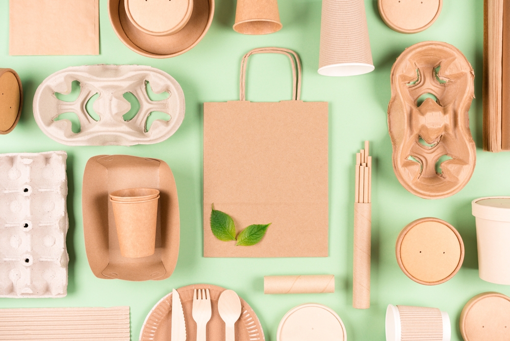 Flat,Lay,Style,Composition,Made,With,Eco,Tableware,Bundle,,Paper