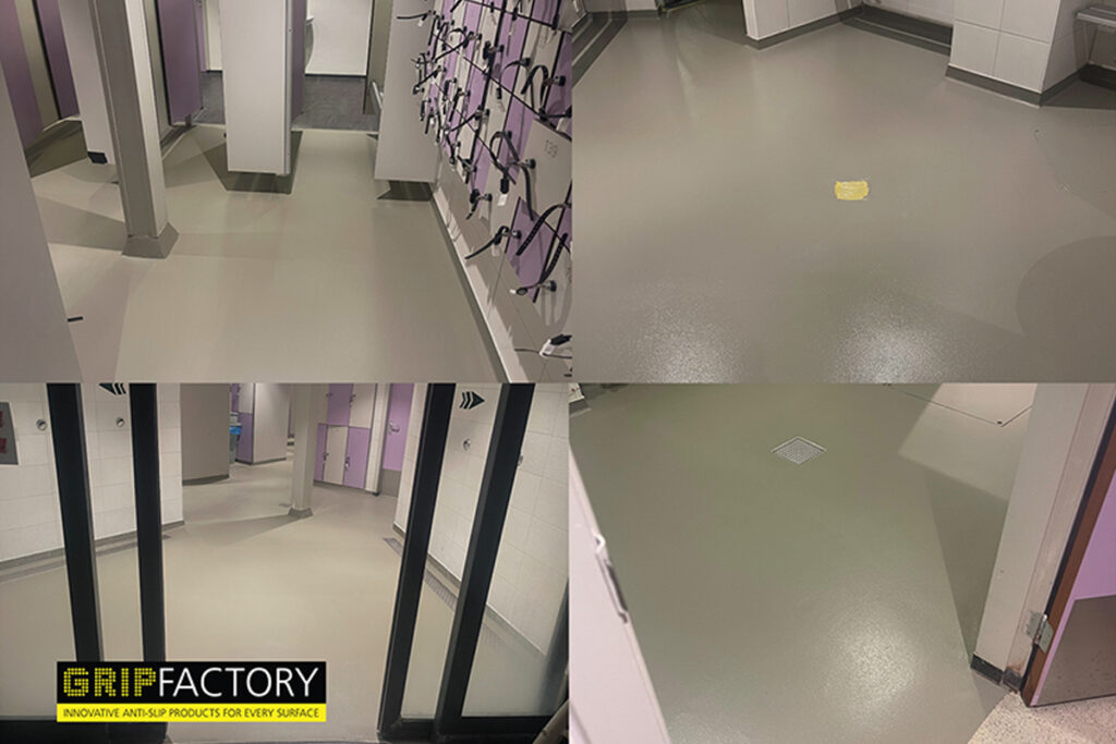 UVgrip beschermt tegen uitglijden in drukbezochte zwembadruimtes