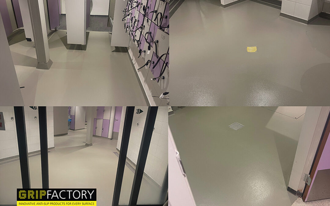 UVgrip beschermt tegen uitglijden in drukbezochte zwembadruimtes