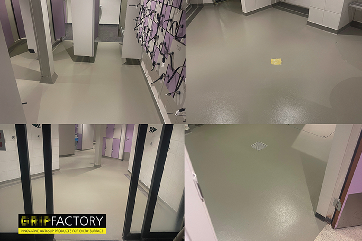 UVgrip beschermt tegen uitglijden in drukbezochte zwembadruimtes