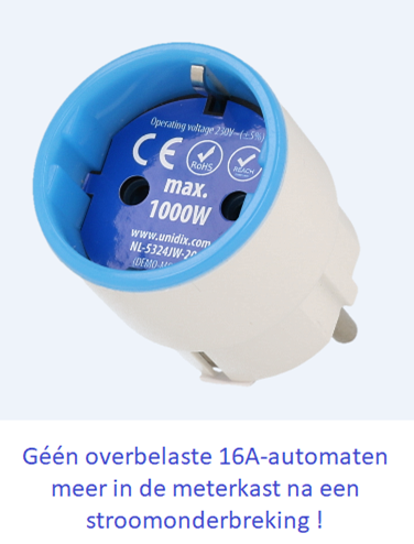 Oplossing tegen overbelasting 16A-automaten na stroomonderbreking