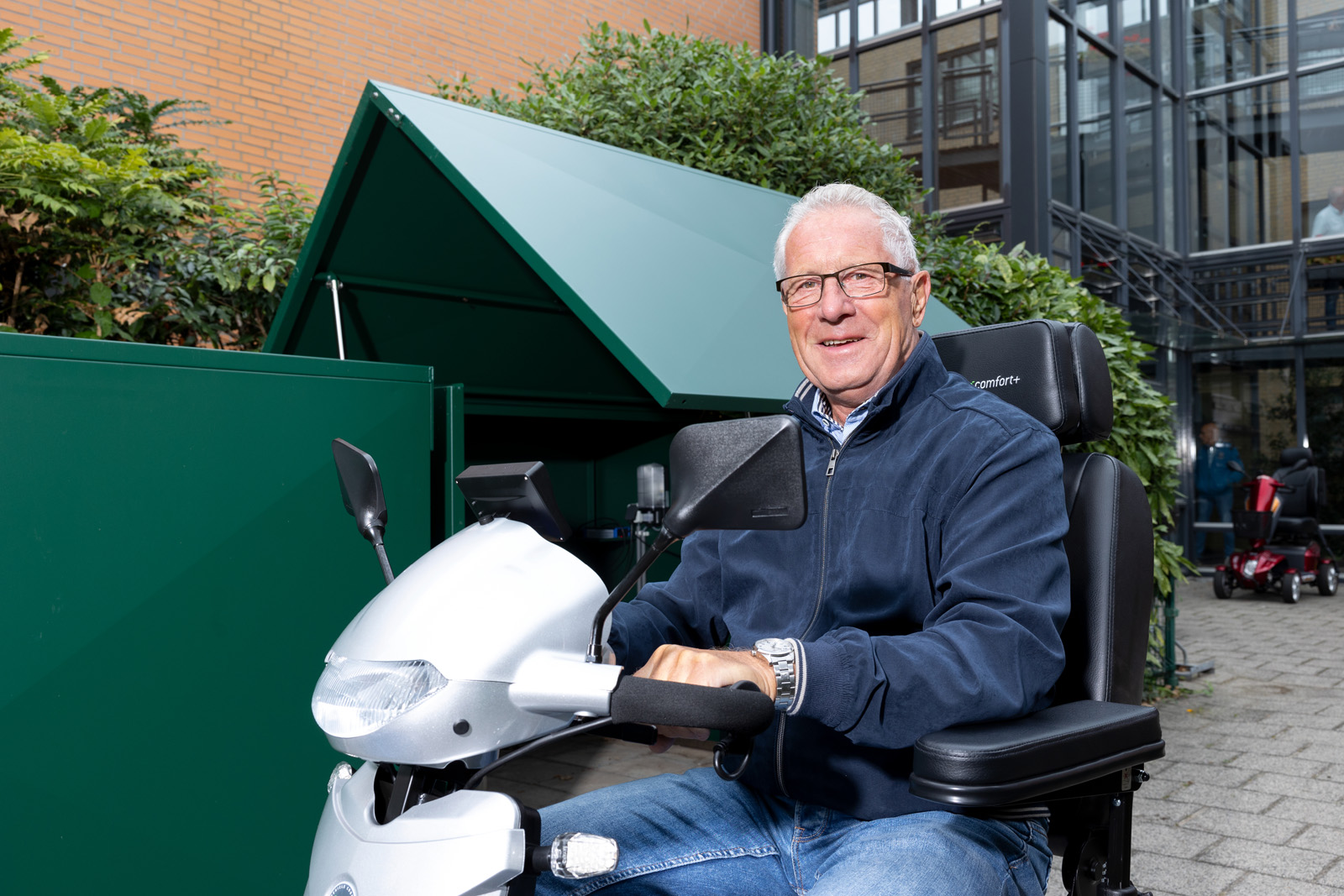 Slimme scootmobielstalling bij wooncomplex
